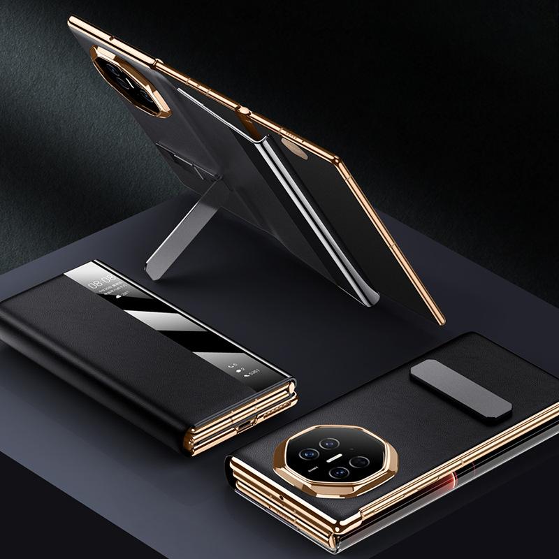 Suitable for Huawei MateXT Extraordinary Master Phone Case, Business Men's Rotating Stand, Smart Window, Three-fold Leather Case