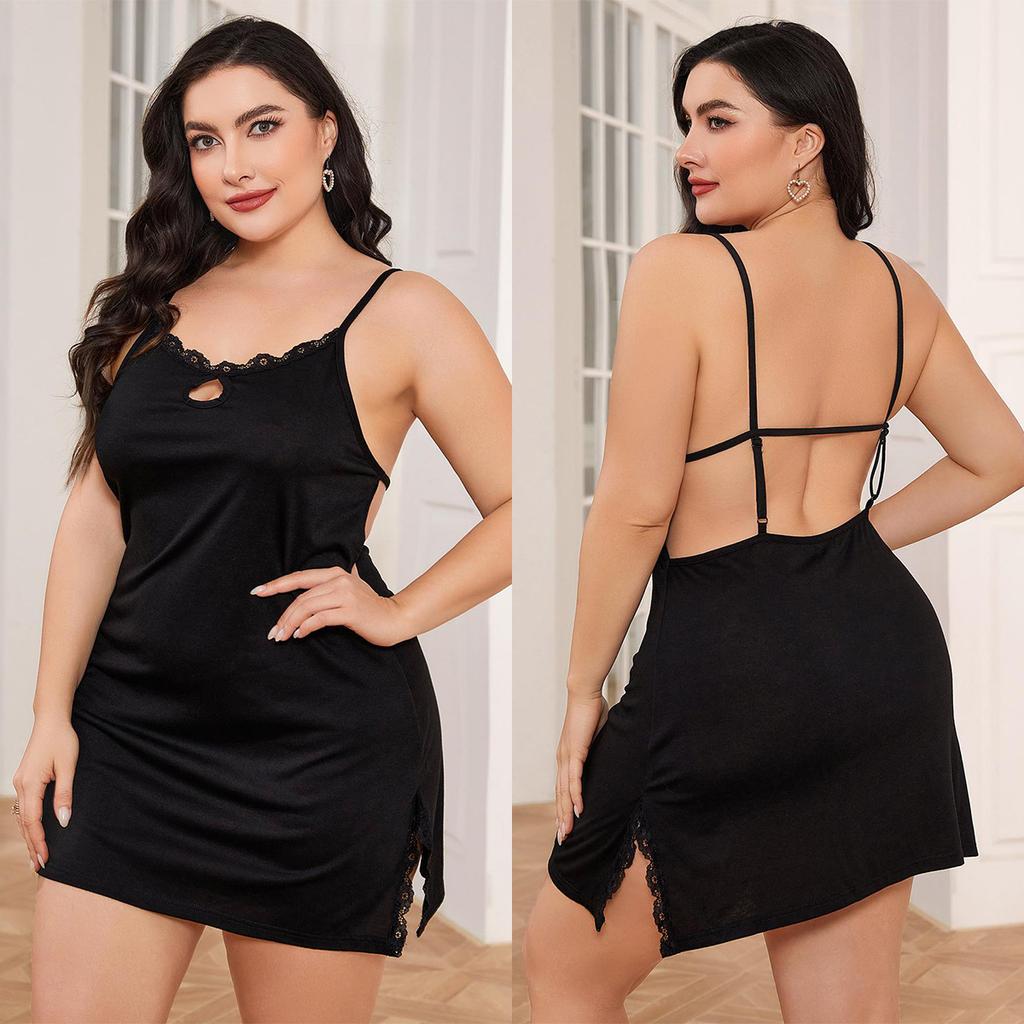 Large Size Nightgown Summer Nightwear Sexy Halter Nightgown Women Homewear