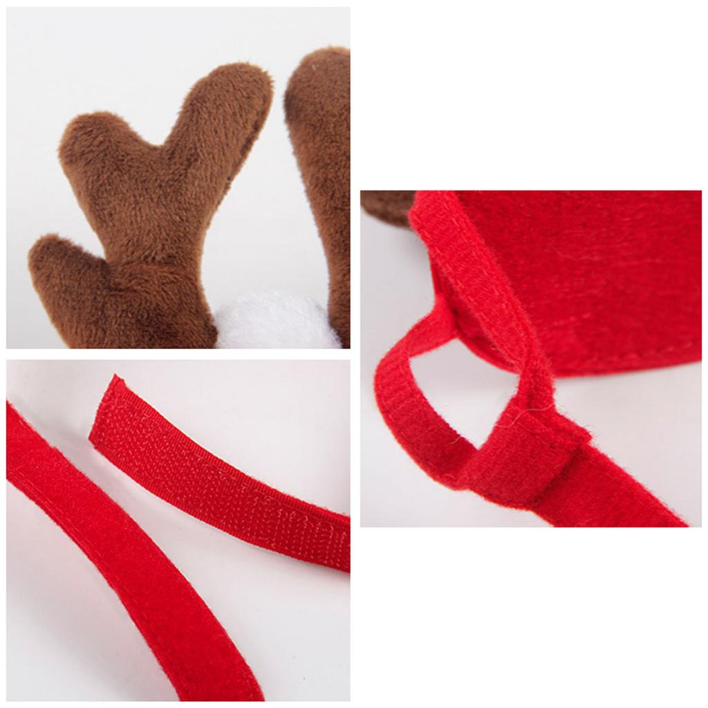 Funny Antler Headband Pet Headwear Photo Props with Scarf for Cats and Dogs for Holiday Photoshoots and Parties