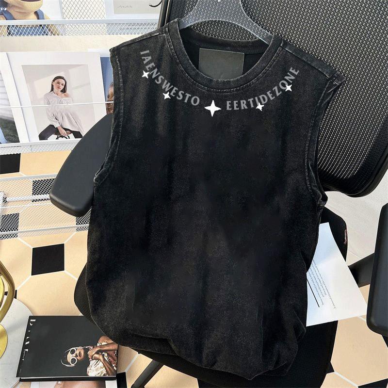 Мужская летняя безрукавка в американском стиле High-Street, стираная, с потертостями, молодежная, повседневная, свободного кроя, футболка