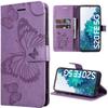 Protective Case - BOOLING - for Samsung Galaxy S20 FE - Purple Synthetic Leather - Butterfly Pattern