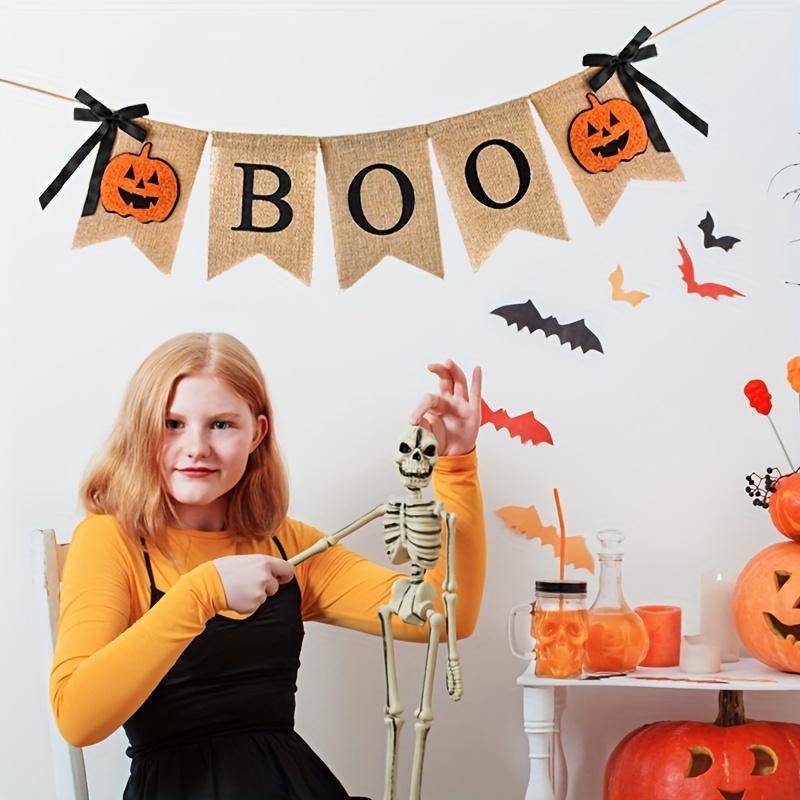 1 Набор Рустикальный Хэллоуинский Баннер "BOO" с Тыквами-Светильниками и Тыквами - Подвесная Гирлянда для Дома, Камина или Украшения Вечеринки