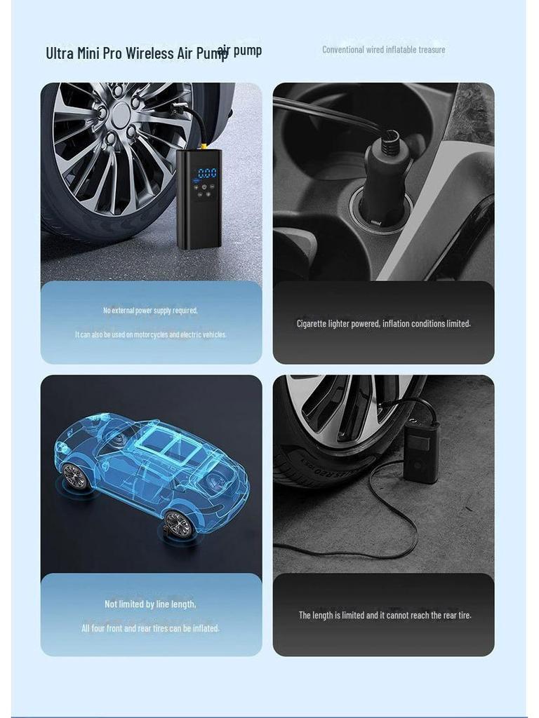 Портативный электрический автомобильный воздушный насос с интеллектуальным освещением