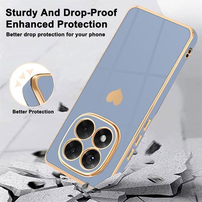 Coque Silicone pour Xiaomi Redmi Note 15 Pro Plus 5G, Antichoc Souple Slim Bleu Motif Cœur