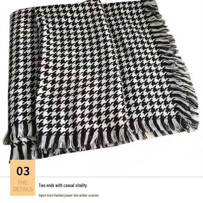 Yuzhaolin Women's Houndstooth Tassel Scarf