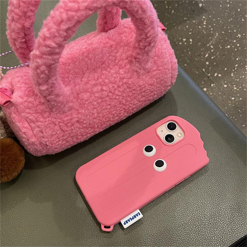 Ins милый мультяшный розовый чехол для телефона с мороженым для Iphone 13 12 11 Pro Xs Max X Xr 7 8 Plus Se 3, силиконовая мягкая задняя крышка с забавными глазами