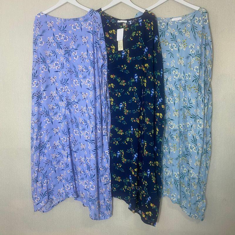 Export Export Original Order Leftover Stock Rayon Printed 3/4 Sleeves Dress Loose Casual Travel Photography Summer