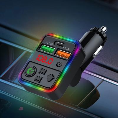 Автомобильный Bluetooth-адаптер 5,3 FM-радио передатчик MP3-плеер Музыкальный плеер Громкая связь Аудиоприемник для вызовов Type-C PD USB Автомобильное быстрое зарядное устройство