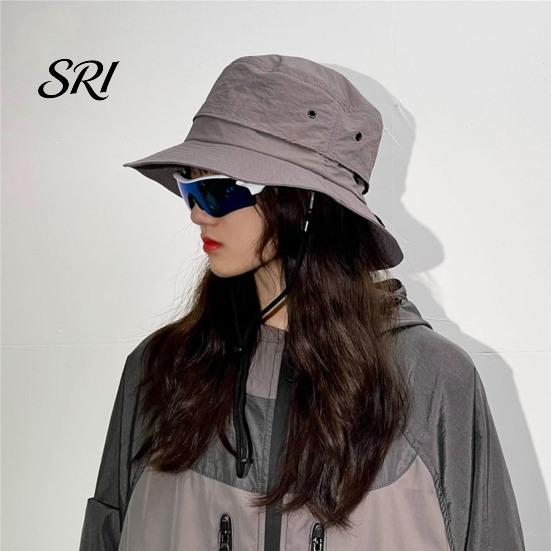 Camping Bucket Hat Foldable Quick-Dry Breathable Mesh Fisherman with Wide Brim Adjustable Windproof Rope Sun Protection Summer