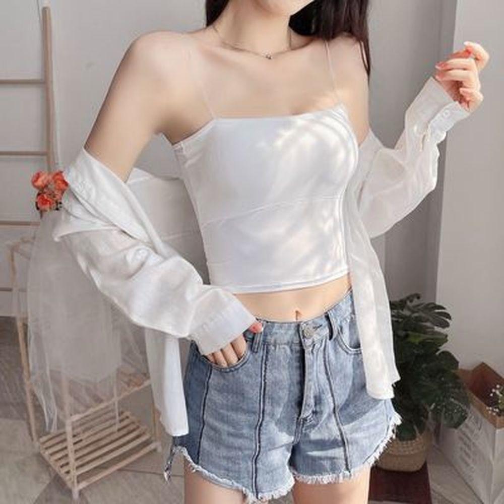 Женский красивый укороченный топ со спиной, сексуальные эластичные хлопковые майки без рукавов, короткий жилет с накладкой на грудь