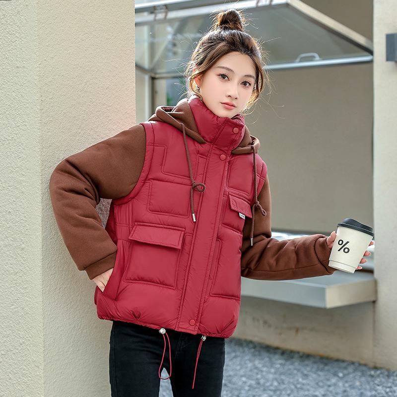 Поддельный двухслойный цветной легкий худи пушистый теплый холодный свободный короткий секционный из высококачественной ткани повседневная спортивная куртка хлопковая куртка пальто