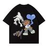 Cartoon Printed T-shirt Short-sleeved Men's Summer Loose Crew Neck Bottoming Shirt Five-quarter Sleeve T-shirt