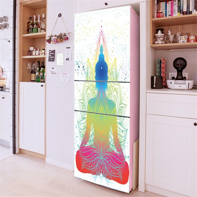 3D Flowers Self Adhesive Refrigerator Wrap Freezer Sticker Art Fridge Door Cover Wallpaper Relief Flower Kitchen Accessories
