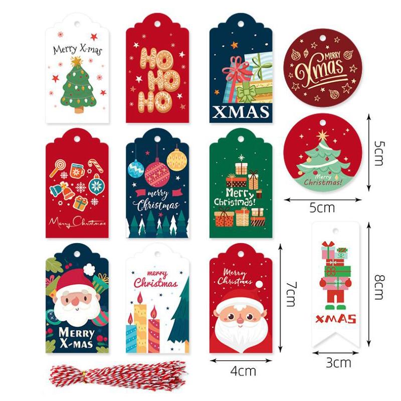 Xiaomi 48PCS Merry Christmas Tags DIY Handmade Gift Wrapping Paper Labels Xmas New Year Gift Wrapping Decor Gift Card Tree Hang Tags450000