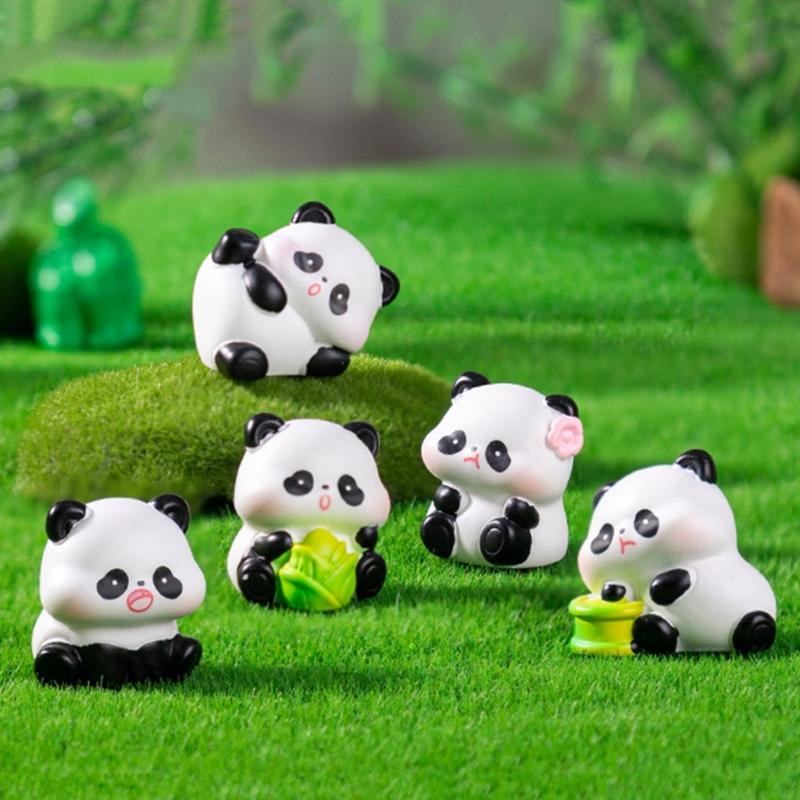 Pandas Figurines Mini Pandas Decors Waterproof Toy Playsets Miniature Doll Garden Figurines Cake Toppers Parties Favor