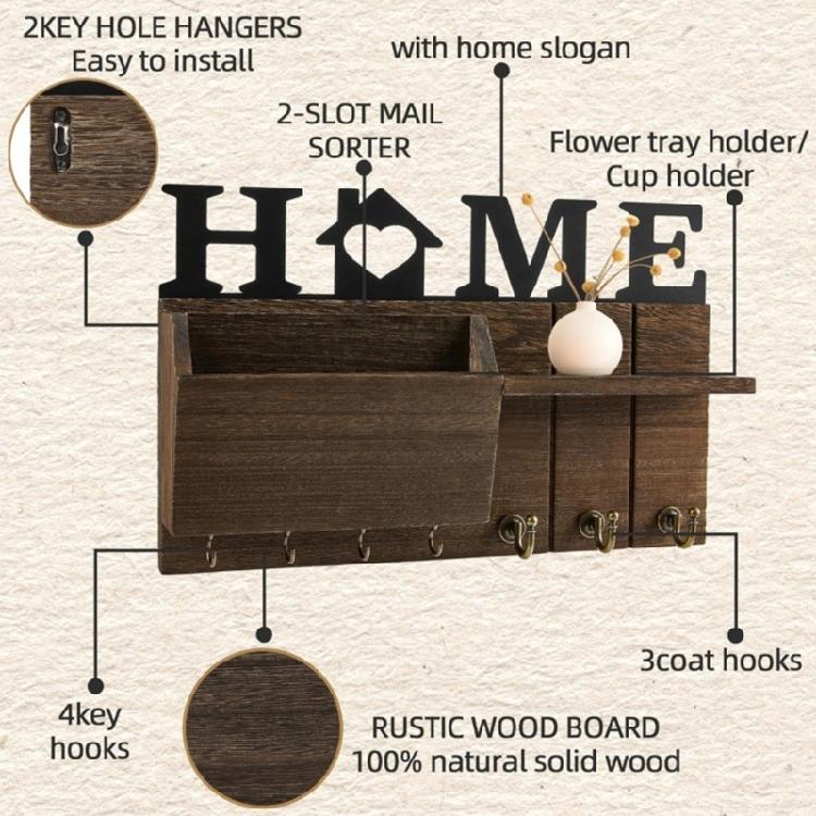 Настенная ключница и держатель для почты, декоративная вешалка для ключей, компактный крючок для пальто и поводка, многофункциональный настенный органайзер