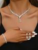 New Jewelry Metal Diamond Necklace Earrings Two-piece Wedding Bride Jewelry Set Combination