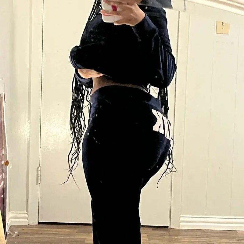 Женский бархатный спортивный костюм Y2k, розовый велюровый спортивный костюм на молнии с капюшоном и брюками, спортивная одежда, винтажный тренировочный комплект, осень