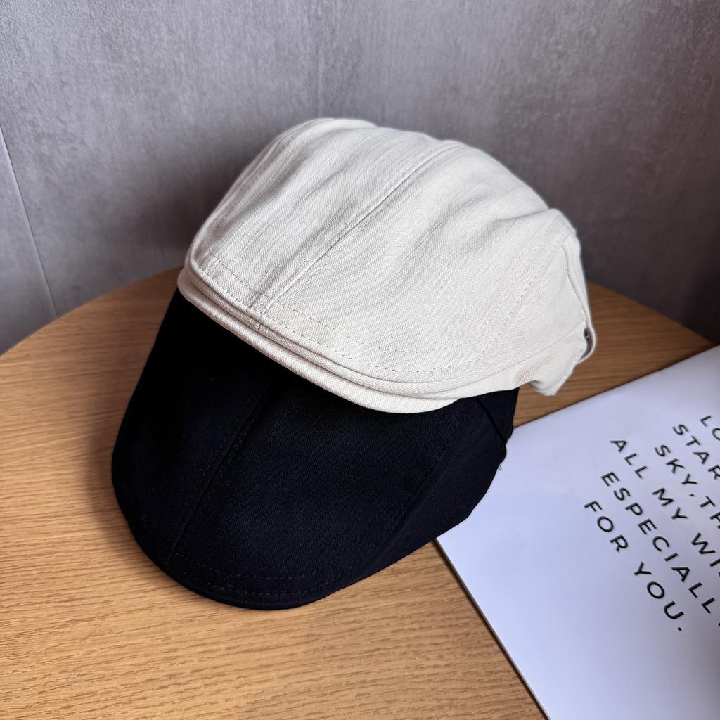 Elegant Retro English Beret With Short Brim And Solid Color Design For Outings