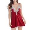 From 3 Set Sexy Lingerie Babydoll Satin [AQURAD] [Choose Colors] 2-piece (M, Red)