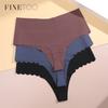 FINETOO Seamless Ruffles Women's Panties Sexy Ice Silk High Waist Thongs Female Comfortable Stretch G-string Lingerie S-XXL