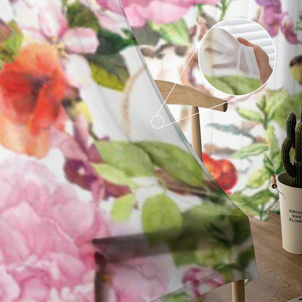 Тюлевые прозрачные шторы с цветком кота, пиона и растения для гостиной, спальни, кухни, украшения, вуаль, шторы из органзы