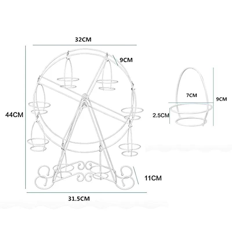 Подставка для кексов «Колесо обозрения» на 8 чашек, вращающийся держатель для кексов, украшение для свадебной вечеринки, сервировка кондитерских изделий и десертов