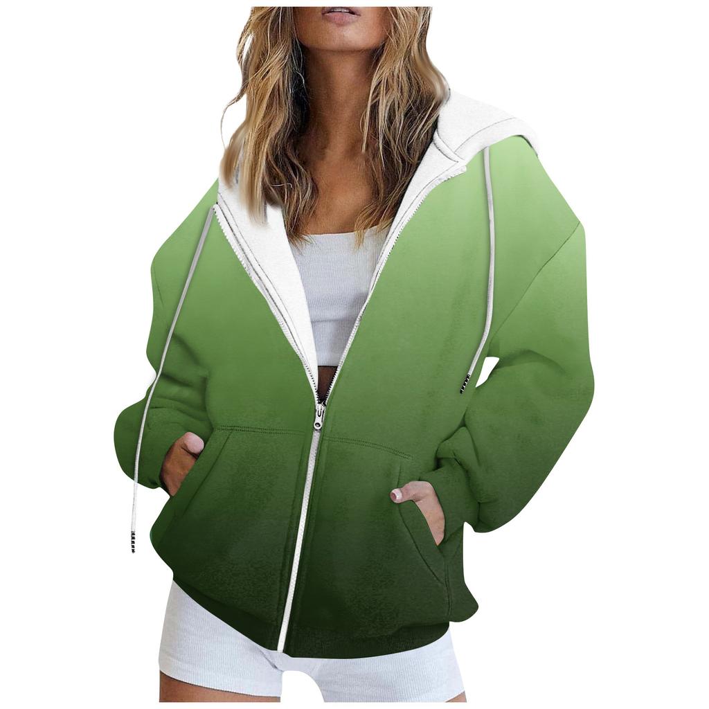 Женская модная повседневная толстовка с принтом, осенне-зимняя куртка-кардиган с длинными рукавами и карманами, куртка с капюшоном на молнии, пальто