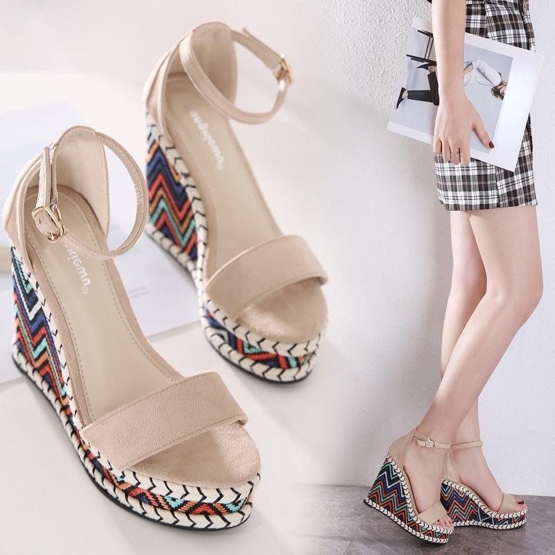 Босоножки на танкетке, женские туфли на платформе, роскошные дизайнерские женские удобные босоножки для вечеринок, летняя обувь