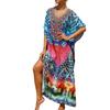 Женское платье, красочные цветочные принты, свободный халат для отпуска, бикини, защитный халат от солнца