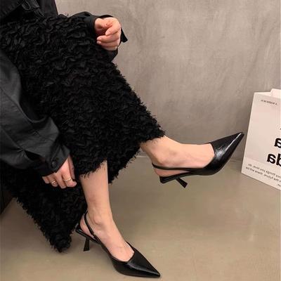 Премиум-чувство нишевых женских туфель с леопардовым принтом на высоком каблуке 2025 года, весна-лето, новый французский темперамент, элегантный тонкий каблук, острый, классные тапочки