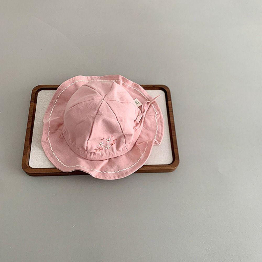 Flower Infant Bucket Hat Pleated Toddle Fisherman Hat Sweet Baby Sunhat  Baby