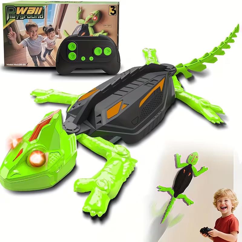 Wireless Remote Control Wall Climbing Lizard Toy With Led Design For Kids