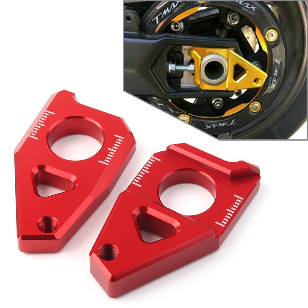 2Pcs Motorbike Aluminum Axle Spindle Chain Adjuster Blocks For Yamaha YZF R1 FZ1 2005-2015 & FZ8 TMAX 530 2012-2015
