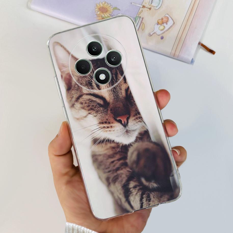 Чехол для Oppo Reno12 F CPH2637 Ударопрочный Чехол Милый Мультяшный Кот Мягкий Тонкий Прозрачный Чехлы для Телефона Для OPPO Reno 12F 4G CPH2687 Fundas