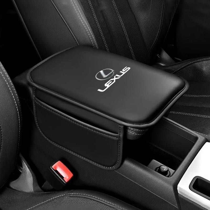 JEQS5 Car Armrest Protection Mat Leather Arm Rest Storage Pocket For Lexus F SPORT ES RX NX LS UX LM LX GX LC RZ IS CT GS RC HS SC TX