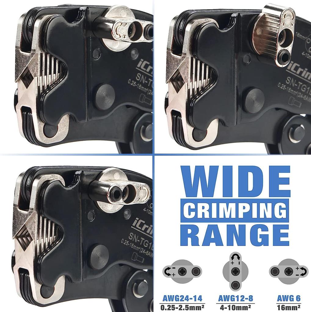 Клещи обжимные IWISS для наконечников проводов для стержневых наконечников 0,25-16,0 мм2 SN-TG16