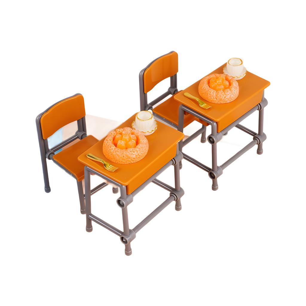 Mini Miniature Simulation Desk Dining Table Desk Model Ornament Doll House Decoration Diy Children'S Play House Toys