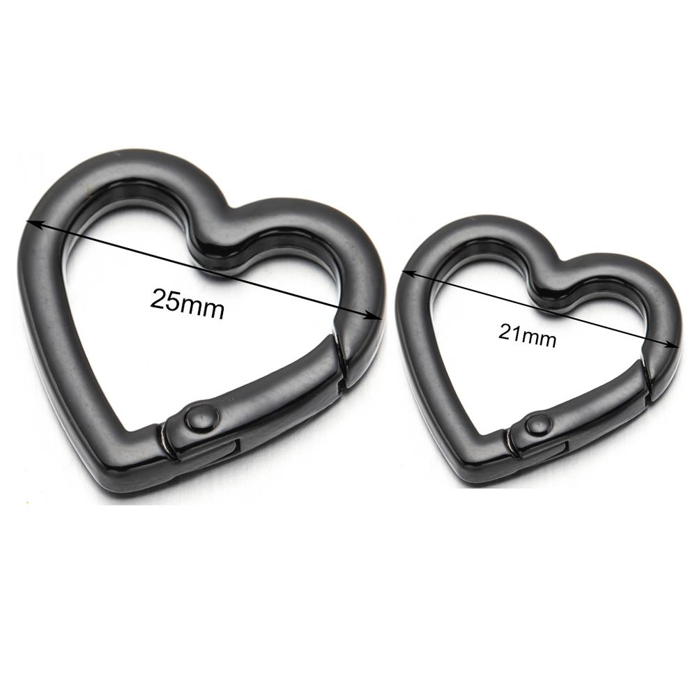 5Pcs 25mm Heart Shaped Carabiner Hook Ring Keychain Keyrings for DIY Jewelry Making Supplies Connector Buckles Accessories
