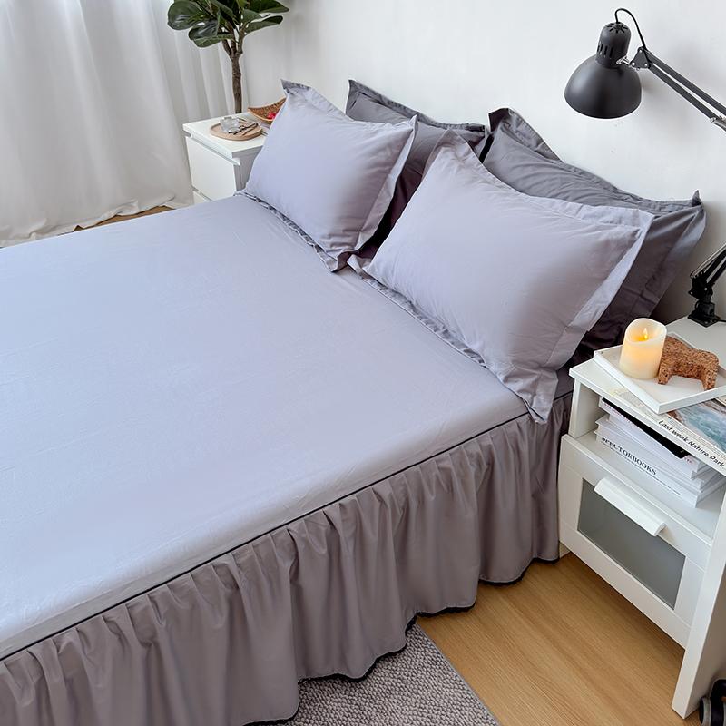 Приятный для кожи подзор для кровати из чистого хлопка, однотонное покрывало с оборками, домашнее постельное белье jupe de lit (Нет наволочки)