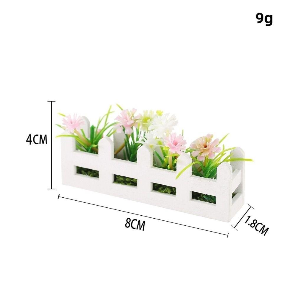 1:12 Scale Flower Fence Decor Lifelike Miniature Potted Plants Toys  Doll House Decor