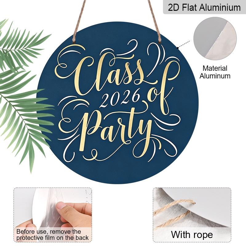 2D Flat Aluminum Graduation-themed Wall Hanging, Available in Multiple Sizes, Features An Elegant Navy Blue and Gold Foil Design, Making It A Perfect