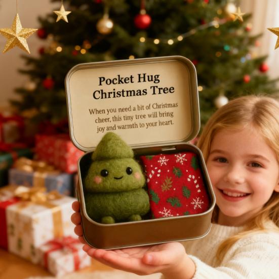 Christmas Pocket Hug Ornament with Gift Card Keepsake Token for Long Distance Friends Stocking Stuffer And Holiday Decor