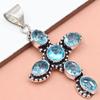 Pendant Swiss Blue Quartz Gemstone Gift For Her Silver Jewelry 2.25"