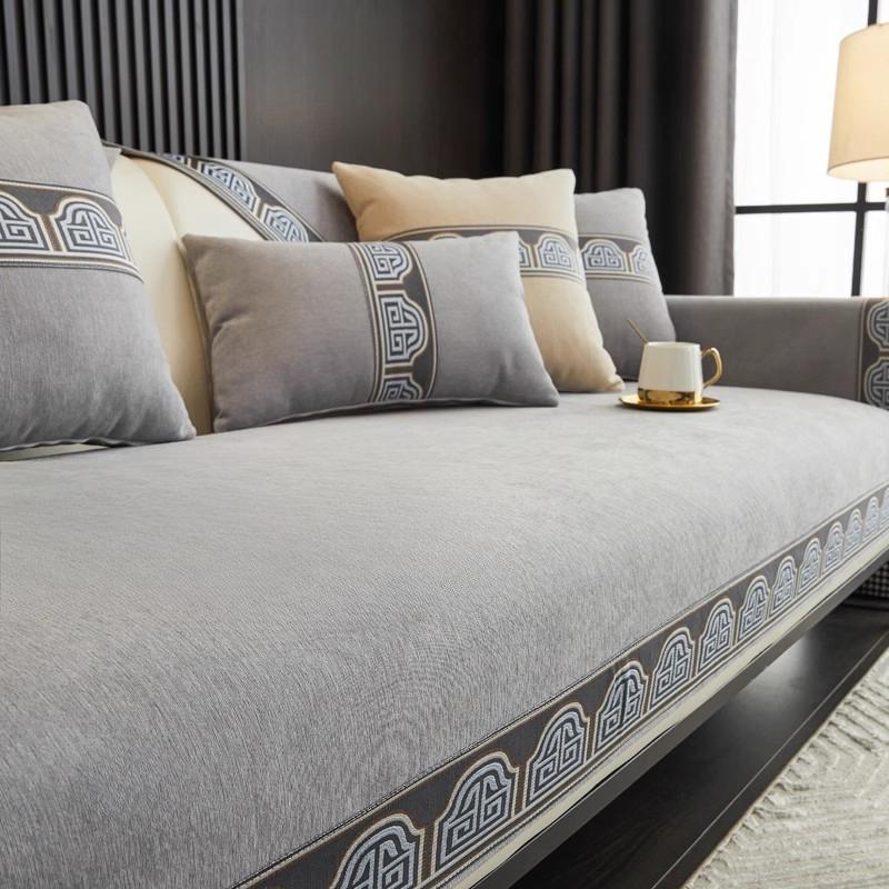 Ретро Чениловый Чехол для Дивана Однотонный Премиальный Чехол-Подушка для Дивана Пылезащитный Противоскользящий Чехол-Полотенце для Дивана L-типа Двухместная Подушка для Дивана