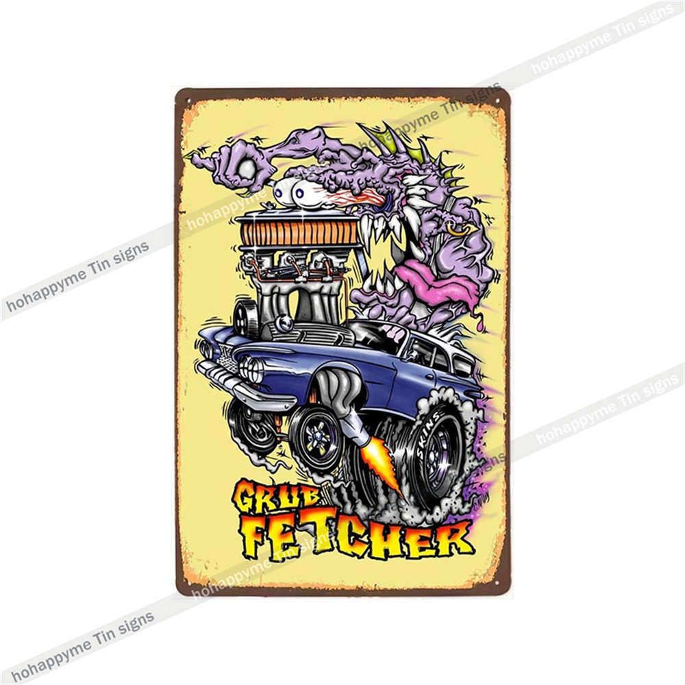 Декор Rat Fink Металлическая Винтажная Вывеска Ретро Декоративная Табличка Гараж Мужская Пещера Бар Паб Клуб Жестяная Картина Дом Гостиная Постер 20x30c