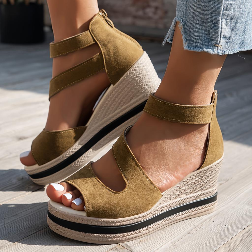 Мода Модные босоножки на танкетке на платформе для женщин, лето 2024, туфли-гладиаторы с открытым носком, женские, размер плюс 43, толстая подошва, сандалии Mujer