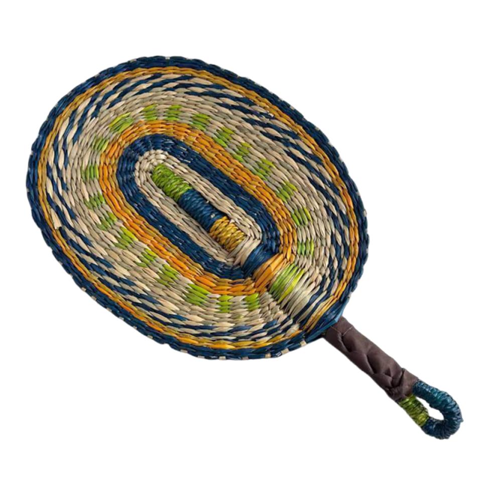 Vintage Seagrass Woven Fan Colorful Striped Patterns Cattail Fan Summer Cooling Fan Photo Prop