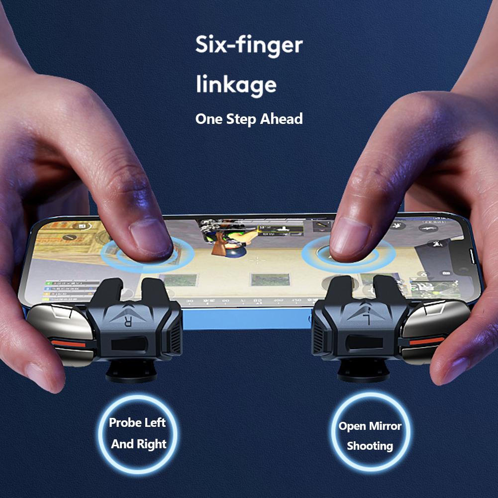 G21 Mobile Phone Game Trigger Gamepad Joystick 6-Finger Aim Shooting L1 R1 Key Button For Phone Android For PUBG Game Controller