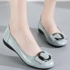 Spring Summer Genuine Leather Shoes Women Flats Soft Fashion Brand Flat Cow Leather Shoes Black White Blue Plus Size 42